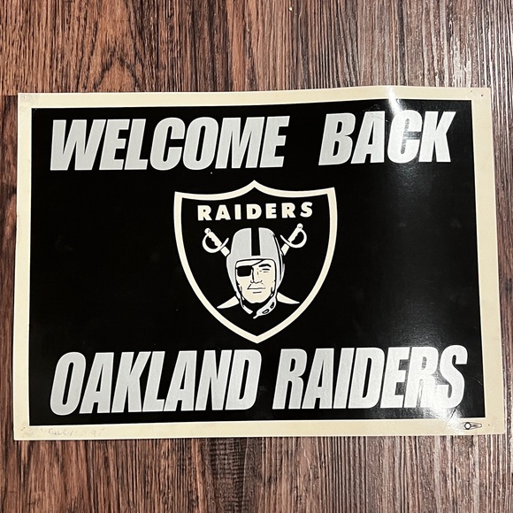 Other - Oakland Raiders 1995 Rare Welcome Back Poster Sign